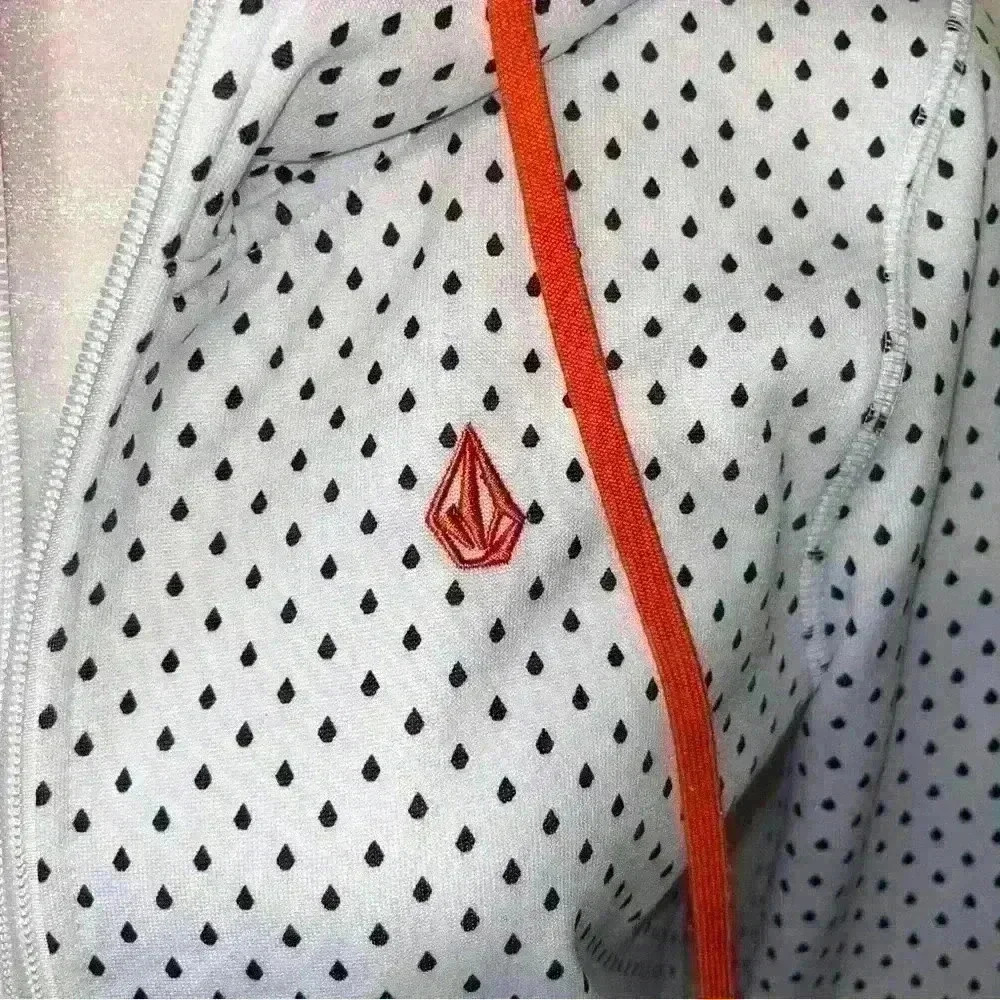 Volcolm Hooded Zip up Jacket Juniors Girls XS White with Orange Polka Dots - Picture 4 of 10